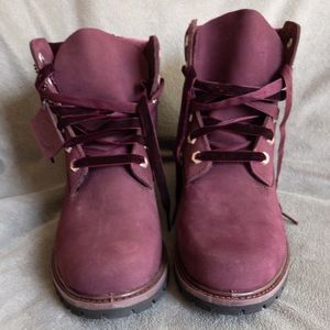 burgundy velvet timberland boots